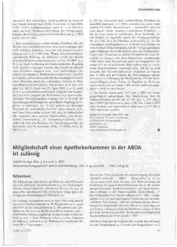 Vorschauseite 5: OLG Saarbrücken bestätigt Betriebserlaubnis für Doc Morris