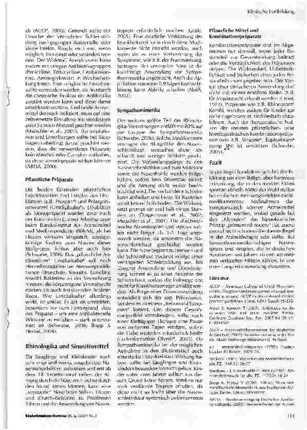 Vorschauseite 3: Pharmakotherapie bei Erkältungskrankheiten im Kindesalter
