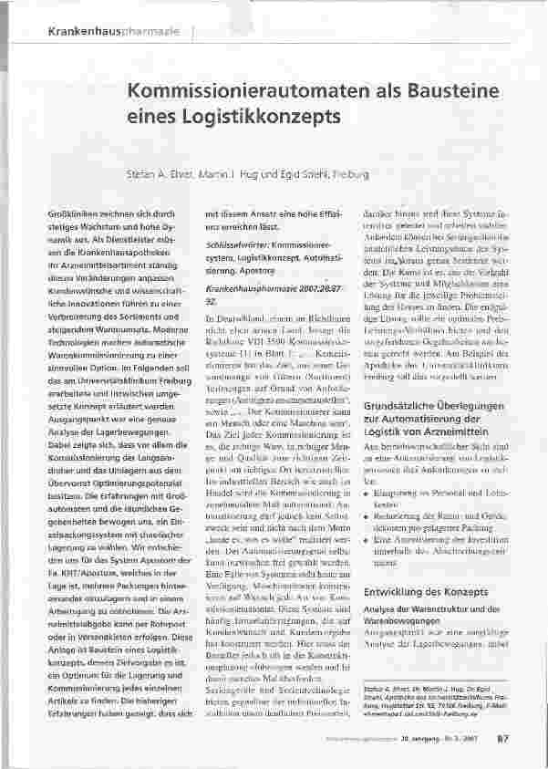 Vorschauseite 1: Kommissionierautomaten als Bausteine eines Logistikkonzepts