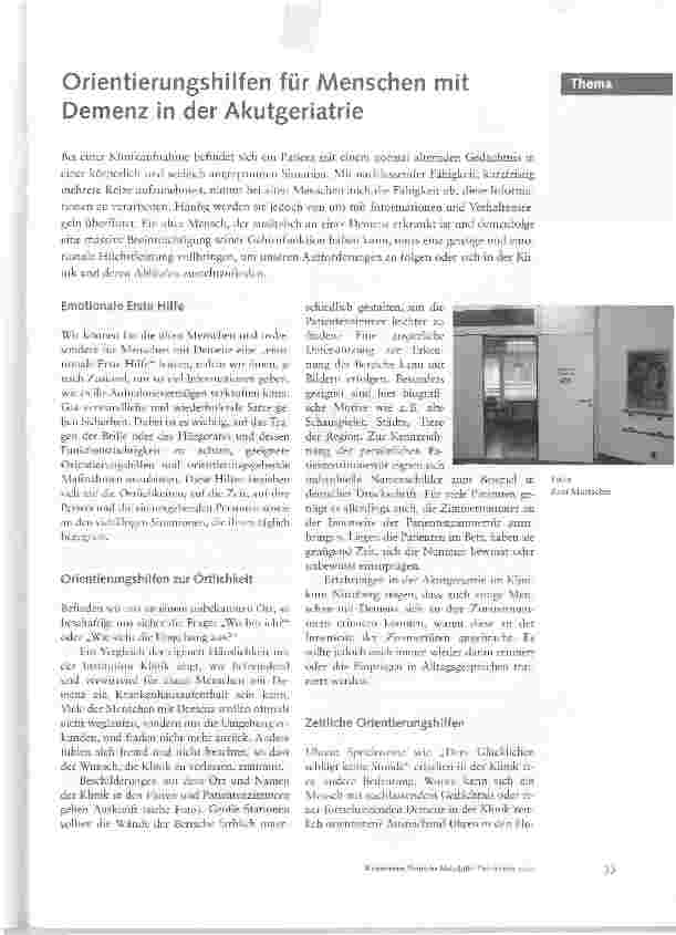 Vorschauseite 1: Orientierungshilfen für Menschen mit Demenz in der Akutgeriatrie