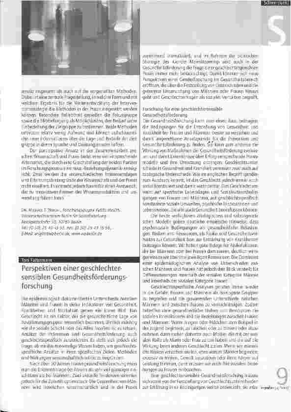 Vorschauseite 2: Praxis und Forschung in der Gesundheitsförderung: Eine Zweckehe mit Zukunft