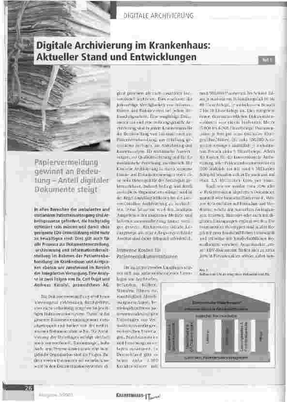 Vorschauseite 1: Digitale Archivierung im Krankenhaus Aktueller Stand und Entwicklungen