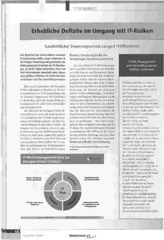 Vorschauseite 1: Erhebliche Defizite im Umgang mit IT-Risiken