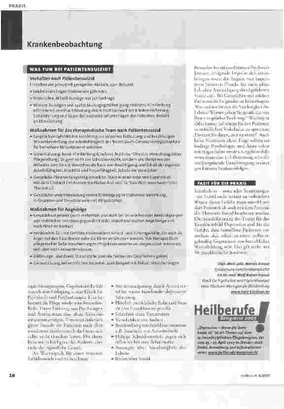 Vorschauseite 3: Suizid - größte Gefahr bei Depression