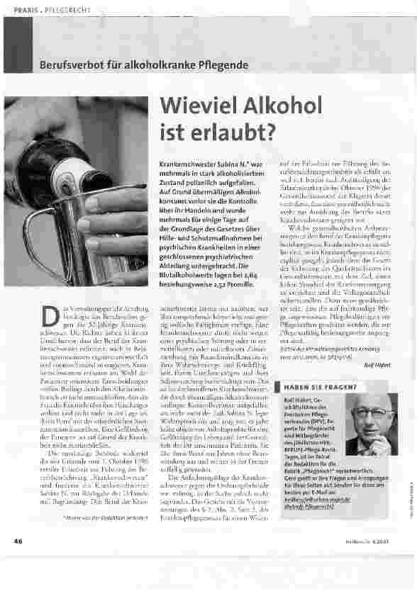 Vorschauseite 1: Wieviel Alkohol ist erlaubt?