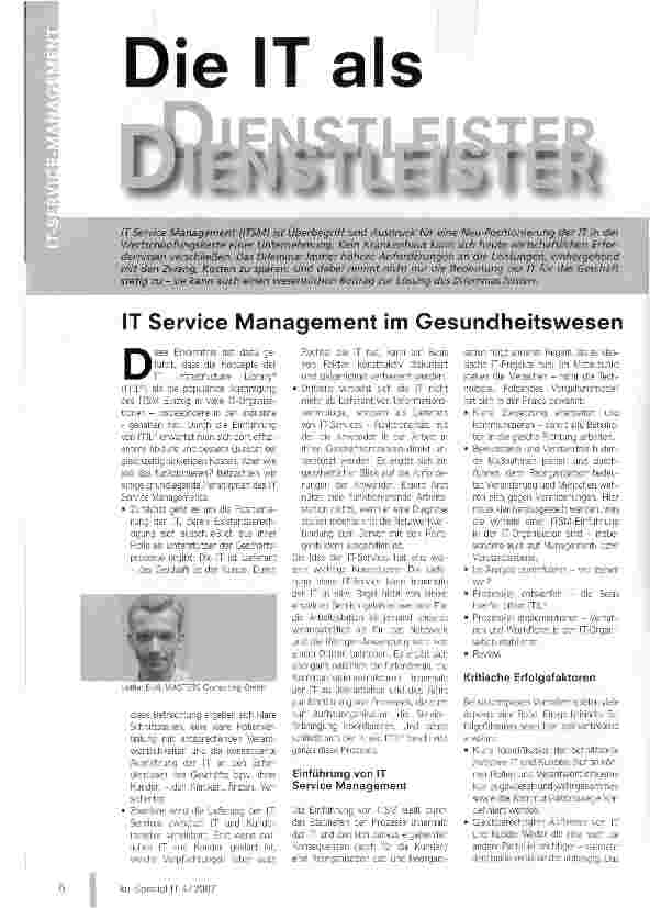Vorschauseite 1: IT Service Management im Gesundheitswesen
