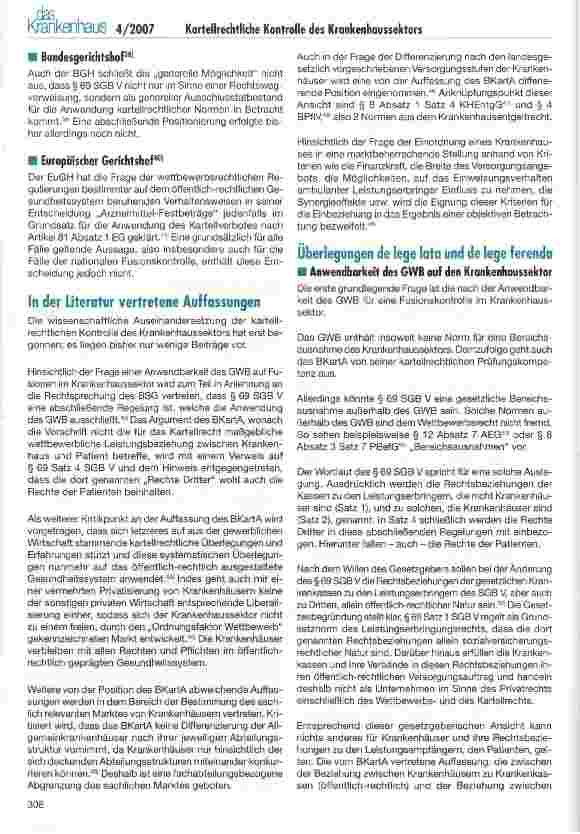 Vorschauseite 3: Kartellrechtliche Kontrolle des Krankenhaussektors