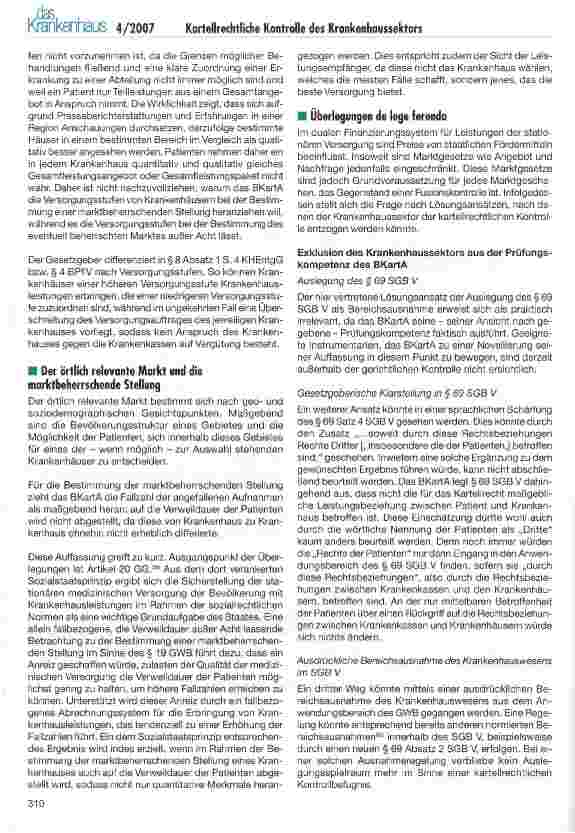 Vorschauseite 5: Kartellrechtliche Kontrolle des Krankenhaussektors