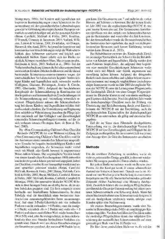 Vorschauseite 2: Reliabilität und Validität der deutschsprachigen NCCPC-R
