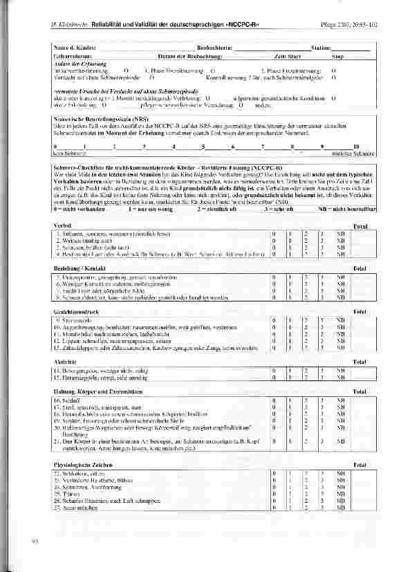 Vorschauseite 3: Reliabilität und Validität der deutschsprachigen NCCPC-R