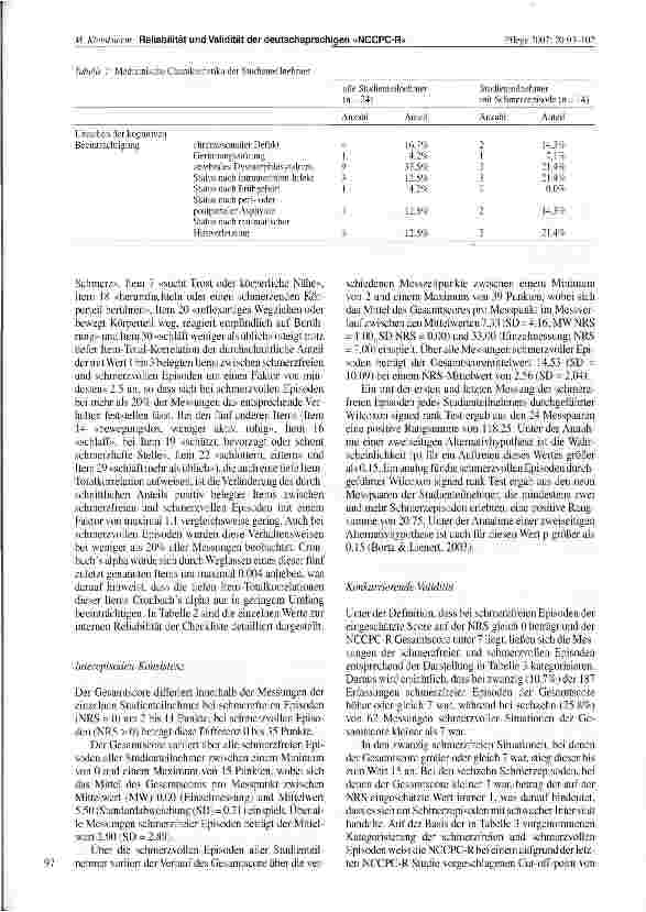 Vorschauseite 5: Reliabilität und Validität der deutschsprachigen NCCPC-R