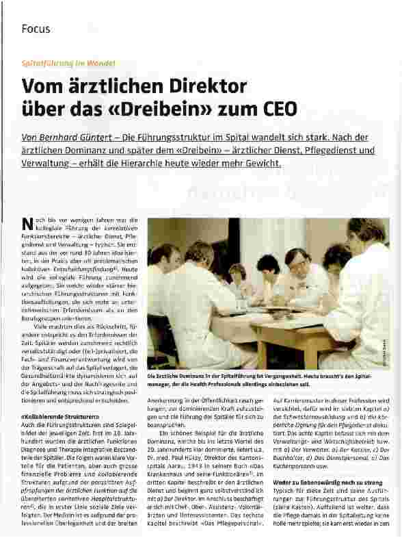 Vorschauseite 1: Vom ärztlichen Direktor über das Dreibein zum CEO