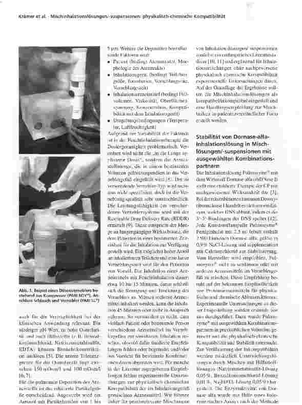 Vorschauseite 4: Physikalisch-chemische Kompatibilität von Mischinhalationslösungen und -Suspensionen zur simultanen Feuchtinhalationstherapie bei Mukoviszidose Patienten