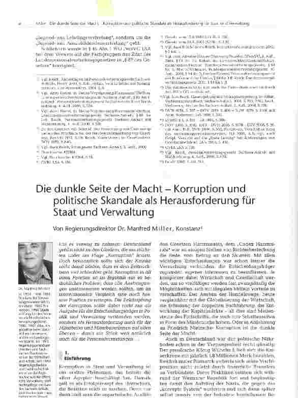 Vorschauseite 1: Die dunkle Seite der Macht- Korruption und politische Skandale als Herausforderung für Staat und Verwaltung