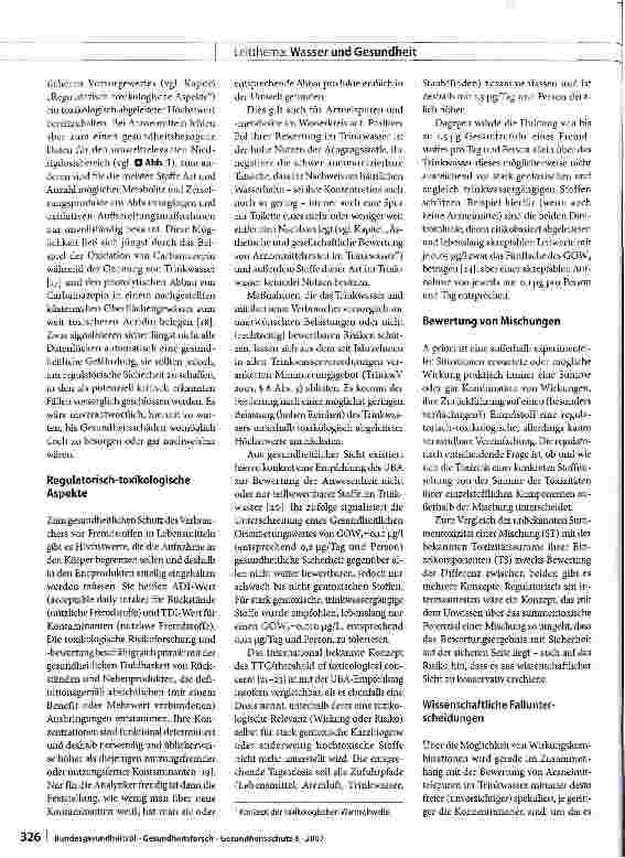 Vorschauseite 5: Regulatorische, gesundheitliche und ästhetische Bewertung sogenannter Spurenstoffe im Trinkwasser unter besonderer Berücksichtigung von Arzneimitteln