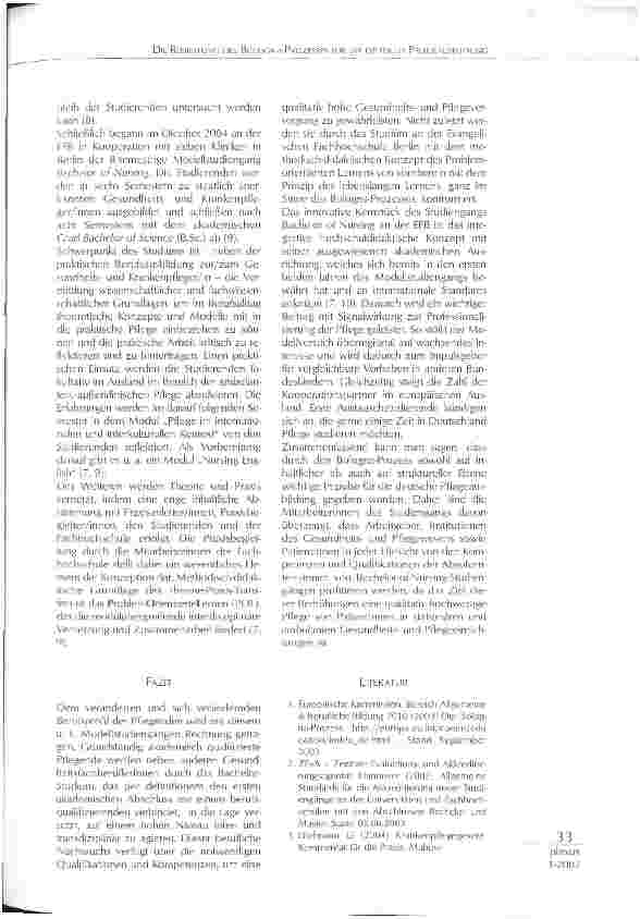 Vorschauseite 4: DIE BEDEUTUNG DES BOLOGNA-PROZESSES FÜR DIE DEUTSCHE PFLEGEAUSBILDUNG - WAS WIRD SICH PROSPEKTIV UNTER DEMFOKUS INTERNATIONALITÄT VERÄNDERN?