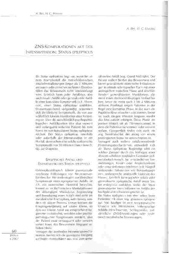 Vorschauseite 1: ZNS-KOMPLIKATIONEN AUF DER INTENSIVSTATION: STATUS EPILEPTICUS