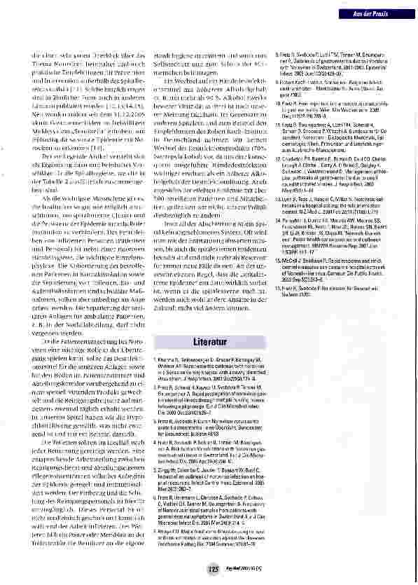 Vorschauseite 6: Noroviren-Epidemie in der Schweiz, Winter 2004 / 2005: Lehren und Maßnahmen aus der Perspektive der Spitalhygiene