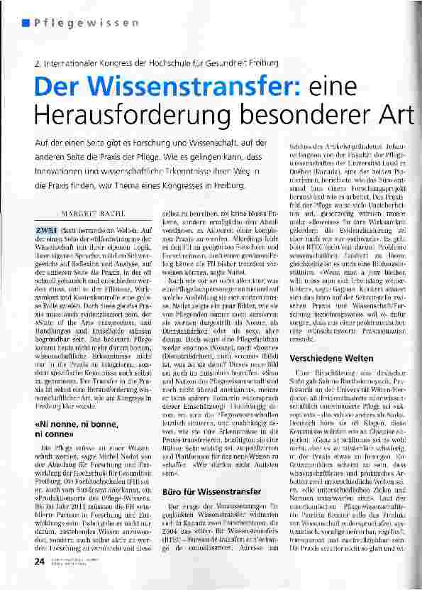 Vorschauseite 1: Der Wissenstransfer: eine Herausforderung besonderer Art