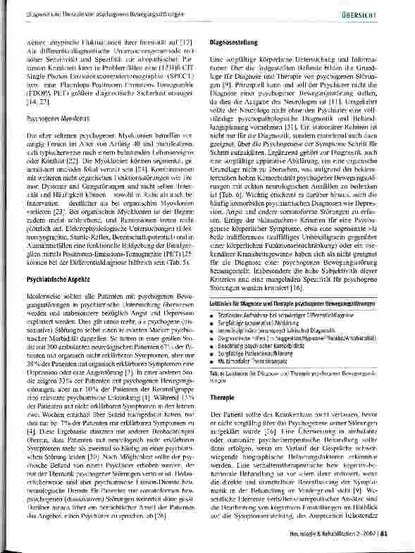 Vorschauseite 4: Diagnose und Therapie von psychogenen Bewegungsstörungen