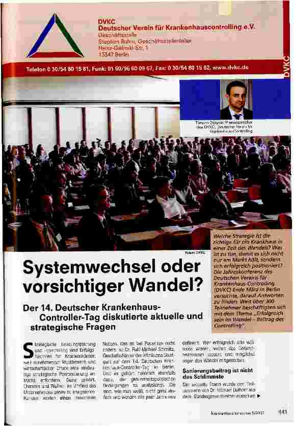 Vorschauseite 1: Systemwechsel oder vorsichtiger Wandel?
