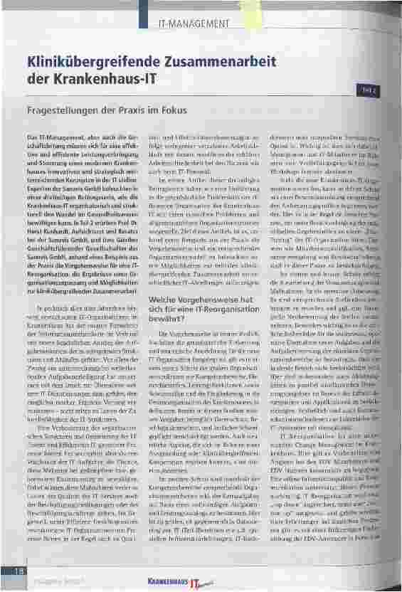 Vorschauseite 1: Klinikübergreifende Zusammenarbeit der Krankenhaus-IT