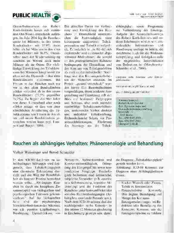 Vorschauseite 3: Epidemiologie des Rauchens in Deutschland