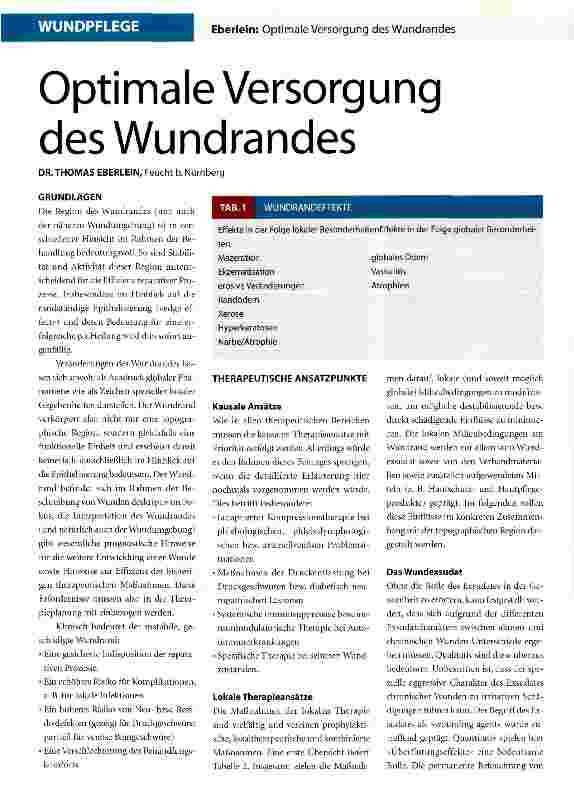 Vorschauseite 1: Optimale Versorgung des Wundrandes