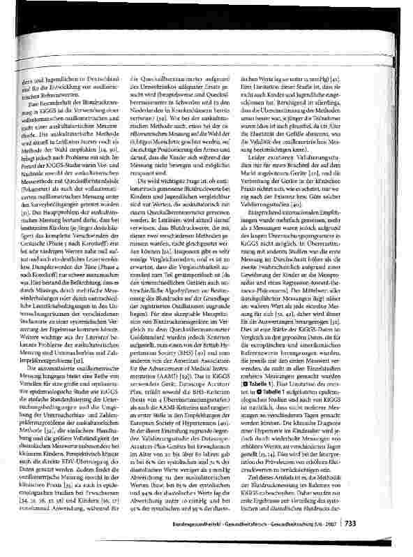 Vorschauseite 6: Blutdruckmessung im Kinderund Jugendgesundheitssurvey (KiGGS)