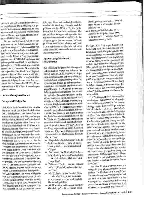Vorschauseite 2: Gesundheitsbezogene Lebensqualität von Kindern und Jugendlichen in Deutschland