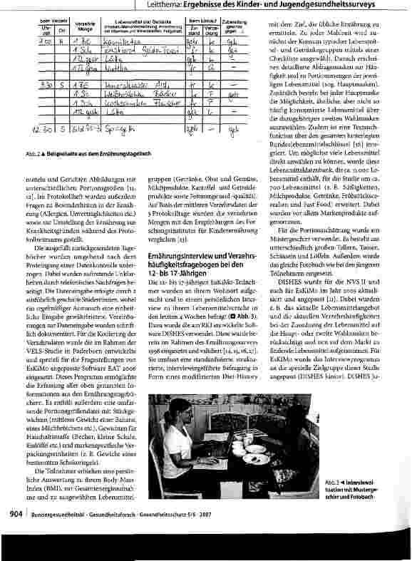 Vorschauseite 3: EsKiMo - Das Ernährungsmodul im Kinderund Jugendgesundheitssurvey (KiGGS)