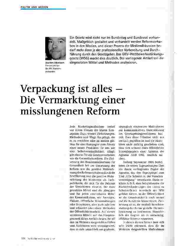 Vorschauseite 1: Verpackung ist alles - Die Vermarktung einer misslungenen Reform