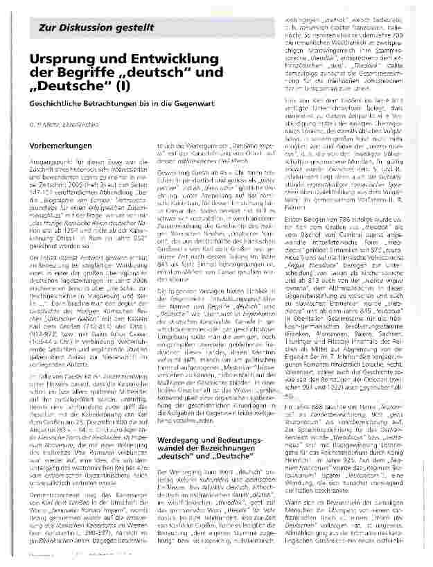 Vorschauseite 1: Ursprung und Entwicklung der Begriffe deutsch und Deutsche (I)