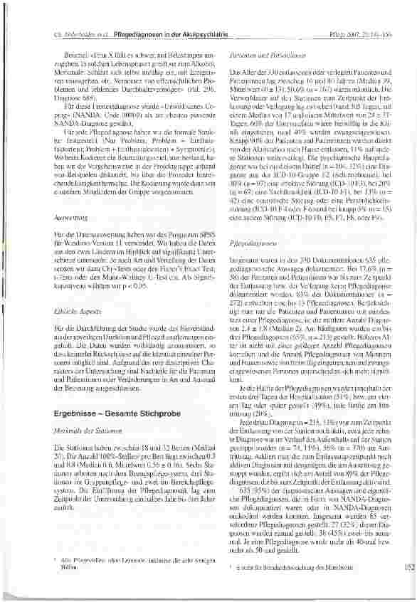 Vorschauseite 4: Pflegediagnosen bei Patienten und Patientinnen psychiatrischer Aufnahmestationen in der Schweiz und in Österreich: Gemeinsamkeiten und Unterschiede