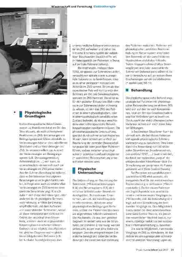 Vorschauseite 2: Ein Modell zum Einsatz von Elektrotherapie aus schmerz (patho)physiologischer Sicht