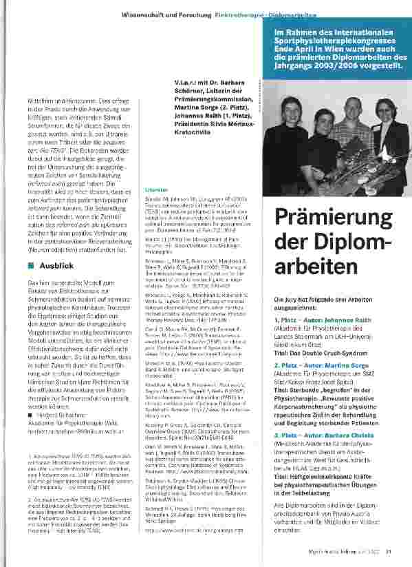 Vorschauseite 3: Ein Modell zum Einsatz von Elektrotherapie aus schmerz (patho)physiologischer Sicht