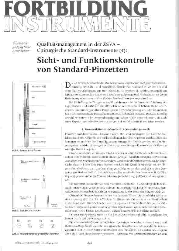 Vorschauseite 1: Sichtund Funktionskontrolle von Standard-Pinzetten
