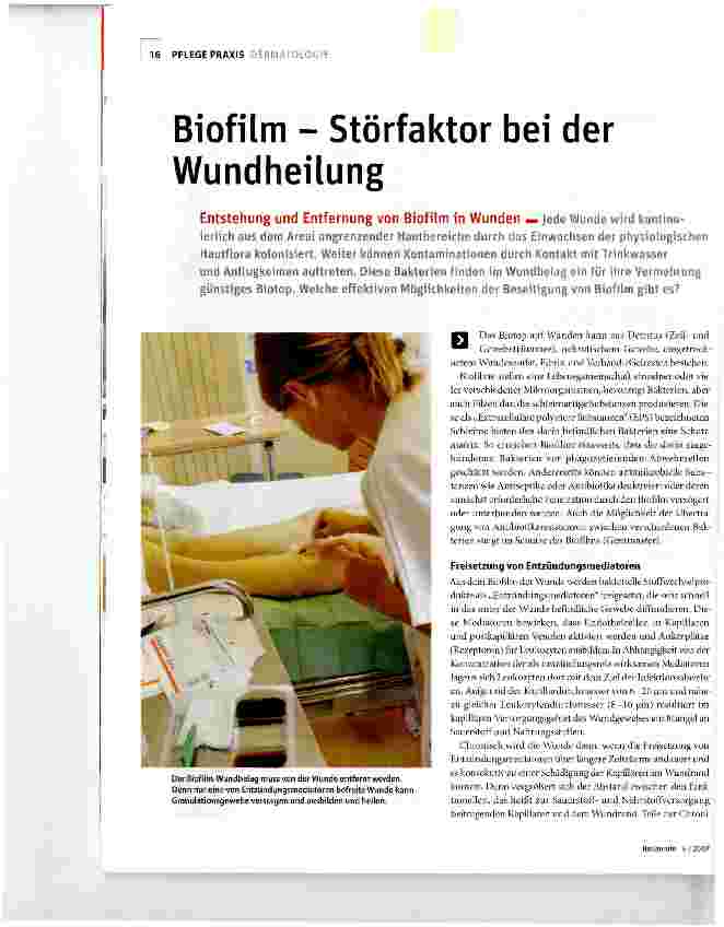 Vorschauseite 1: Biofilm - Störfaktor bei der Wundheilung