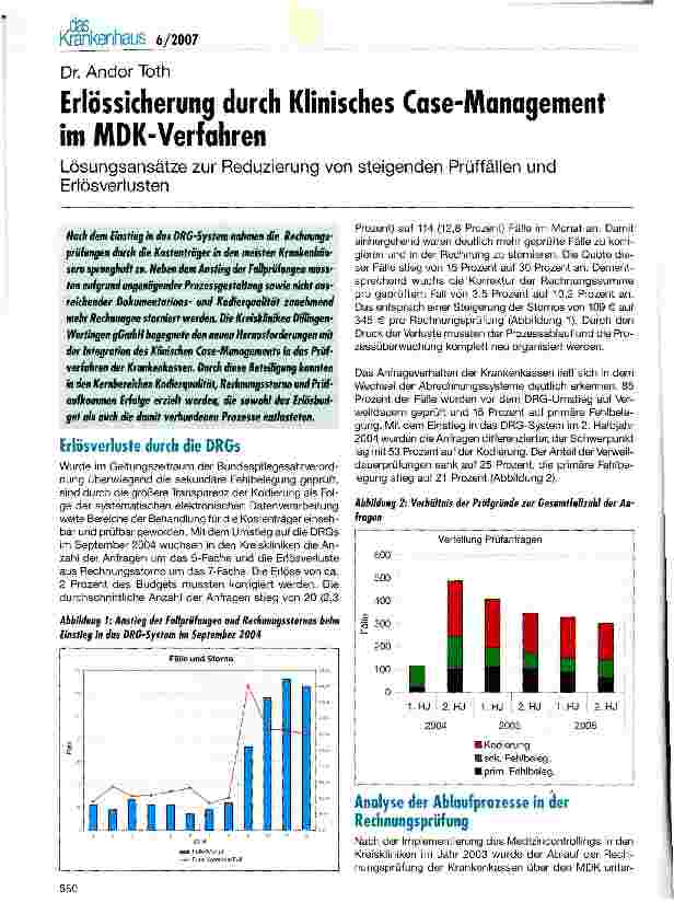Vorschauseite 1: Erlössicherung durch Klinisches Case-Management im MDK-Verfahren