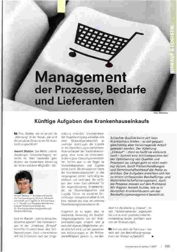 Vorschauseite 1: Management der Prozesse, Bedarfe und Lieferanten