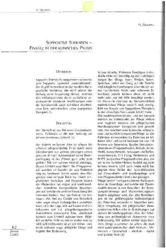 Vorschauseite 1: Supportive Therapien-Einsatz in der klinischen Praxis