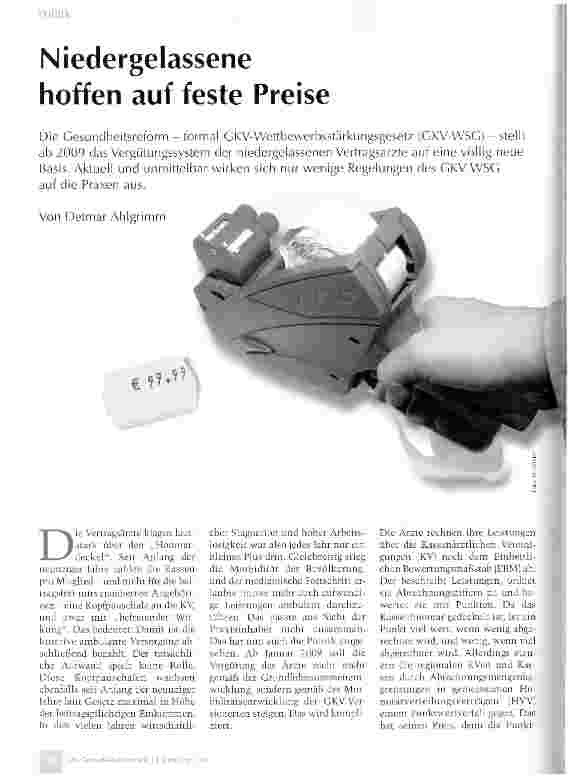 Vorschauseite 1: Niedergelassene hoffen auf feste Preise