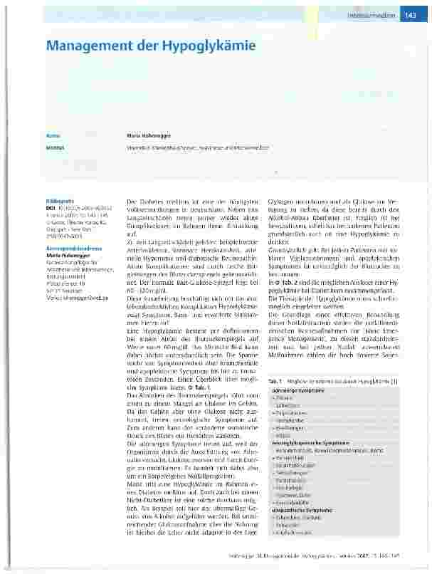 Vorschauseite 1: Management der Hypoglykämie