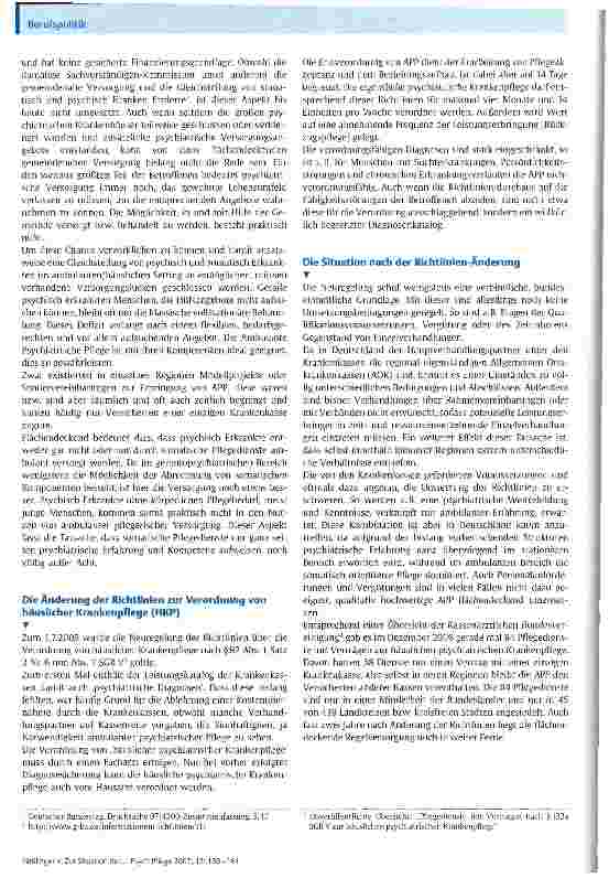 Vorschauseite 2: Zur Situation der Ambulanten Psychiatrischen Pflege in der BRD