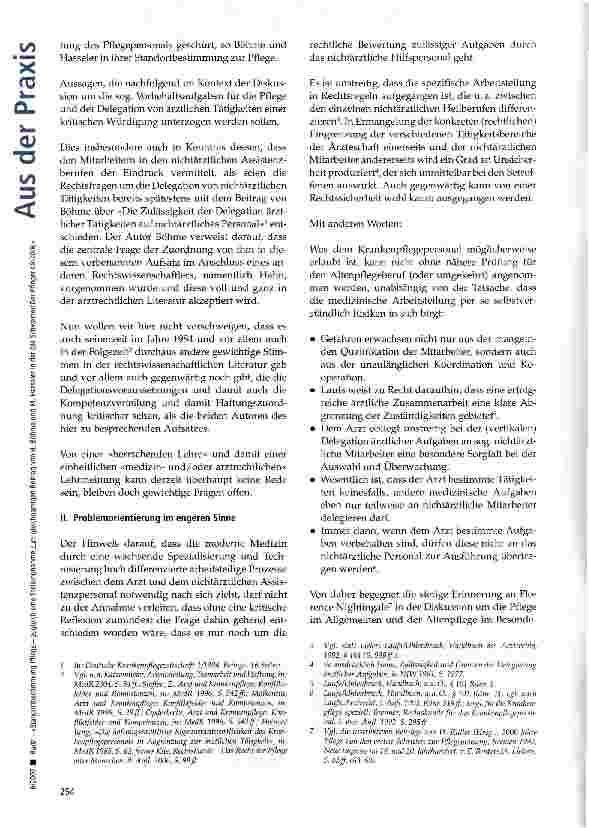 Vorschauseite 2: Standortbestimmung Pflege -zugleich eine Stellungnahme zum gleichnamigen Beitrag von H. Böhme und M. Hasseler in Die Schwester/ Der Pfleger 08/2006 (1. Teil)