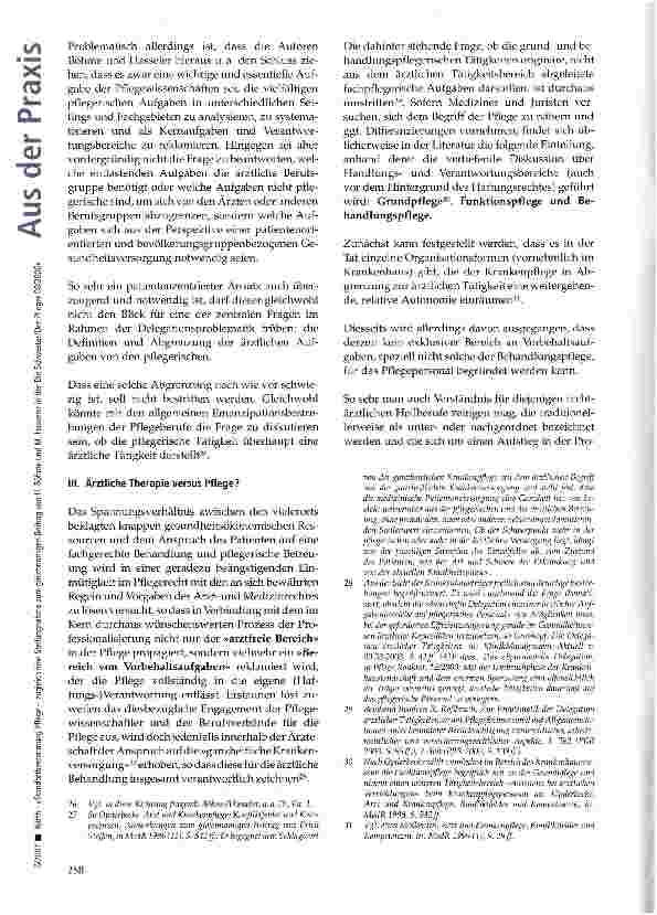 Vorschauseite 6: Standortbestimmung Pflege -zugleich eine Stellungnahme zum gleichnamigen Beitrag von H. Böhme und M. Hasseler in Die Schwester/ Der Pfleger 08/2006 (1. Teil)