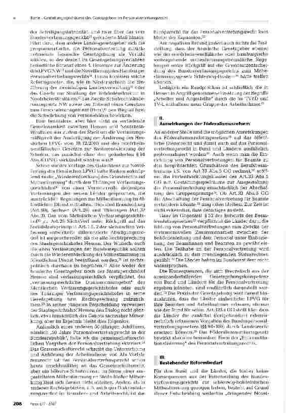 Vorschauseite 2: Gestaltungsspielräume des Gesetzgebers im Personalvertretungsrecht