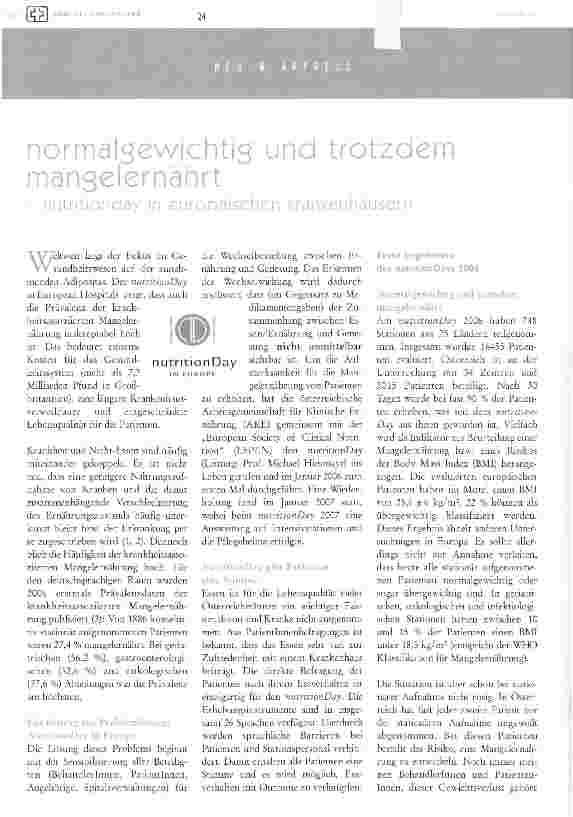 Vorschauseite 1: Normalgewichtig und trotzdem Mangelernährt