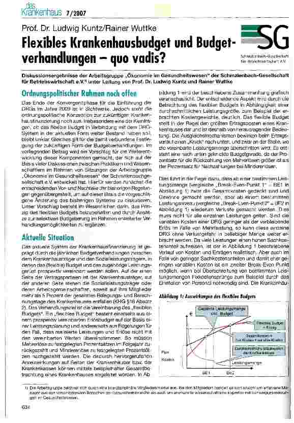 Vorschauseite 1: Flexibles Krankenhausbudget und Budget Verhandlungen - quo vadis?
