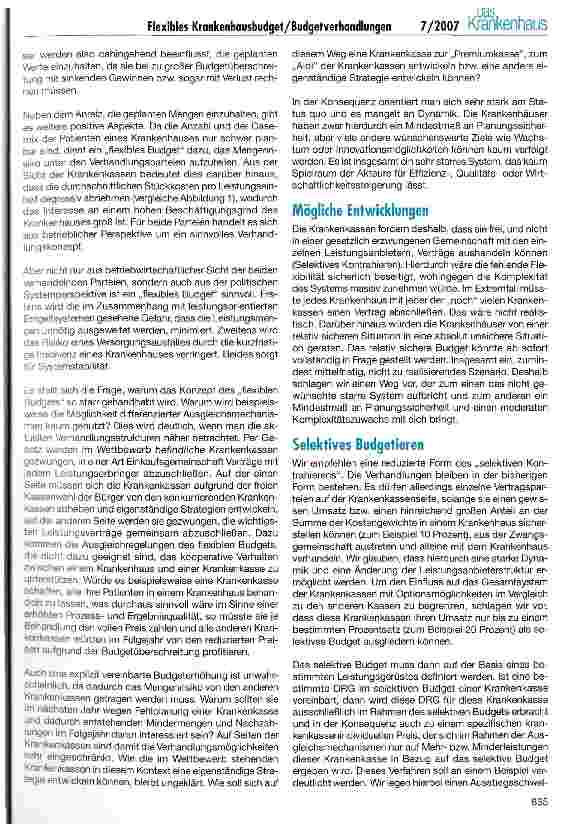 Vorschauseite 2: Flexibles Krankenhausbudget und Budget Verhandlungen - quo vadis?